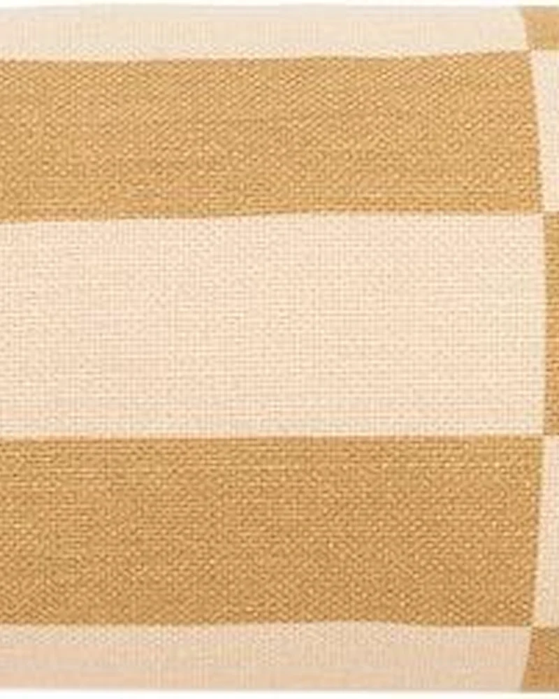 Coussin cylindrique coton bio à carreaux moutarde Vibes Nobodinoz sur The Cool Republic