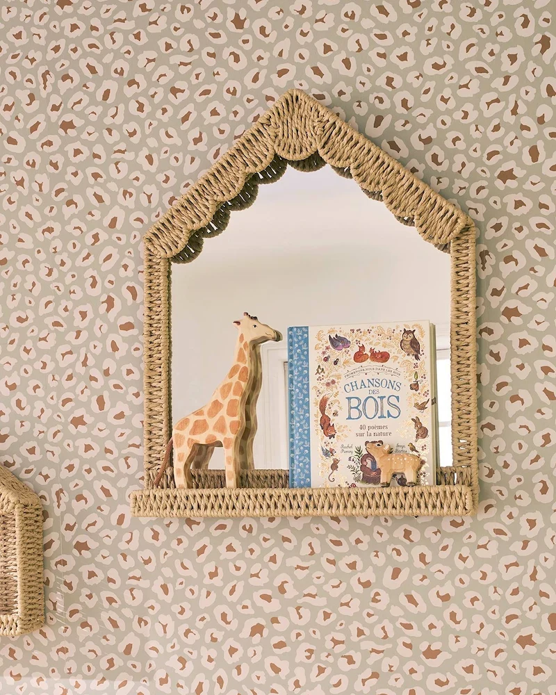 Miroir maison en corde de papier avec tablette de Vertbaudet