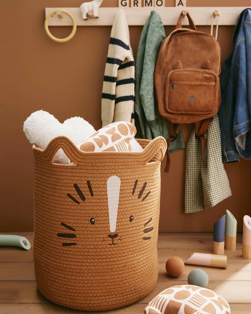 Panier tigre en corde de coton caramel de Vertbaudet