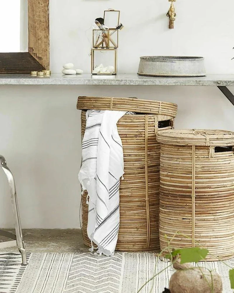 2 paniers à linge en rotin et bambou Chaka de House Doctor
