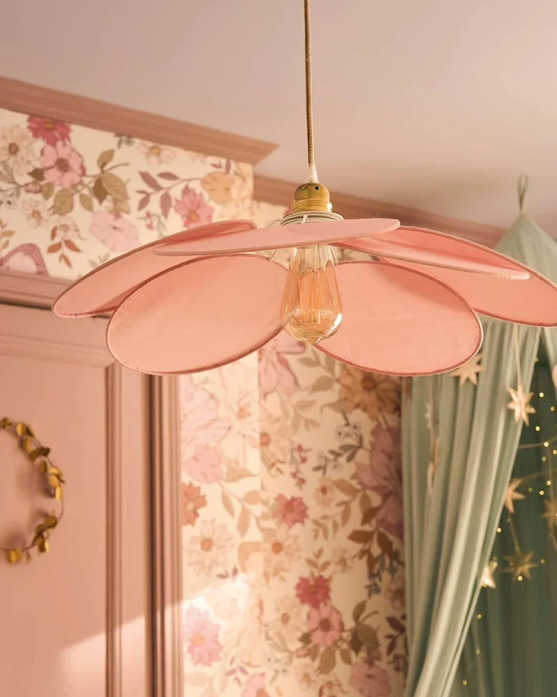 Abat-jour pour suspension en tissu Pétales rose pâle de Vertbaudet