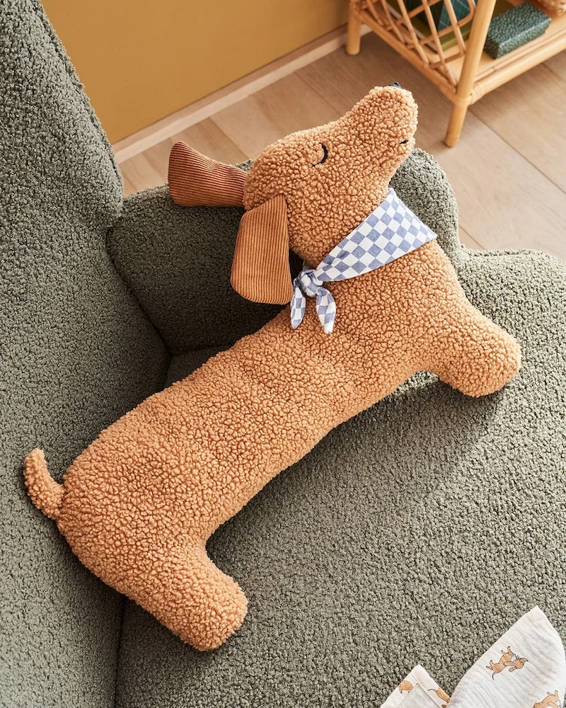 Coussin chien teckel en sherpa Achille de Vertbaudet