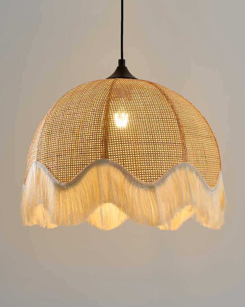 Suspension frangée en rotin Daphné Ø40 de La Redoute Intérieurs
