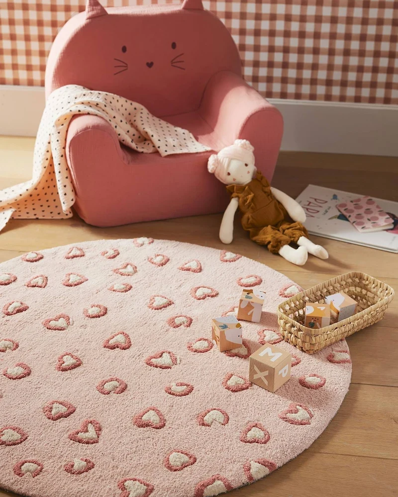 Tapis rond léopard rose Lovely Léo de Vertbaudet