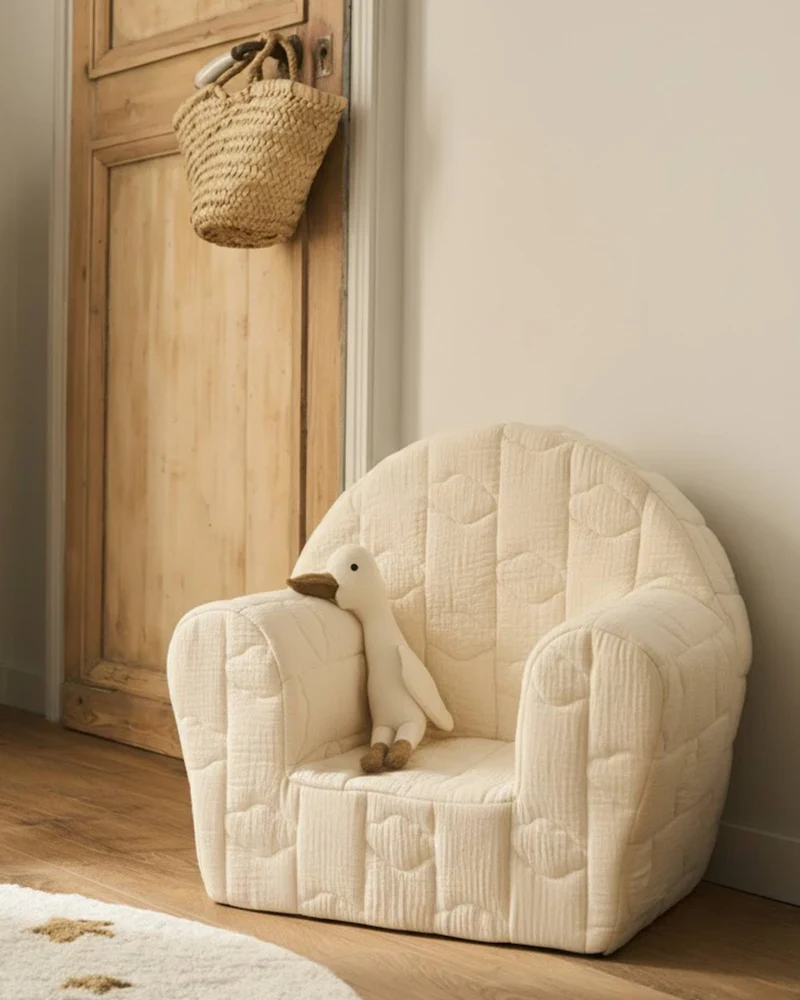Fauteuil en mousse Nuage quilté écru de Vertbaudet