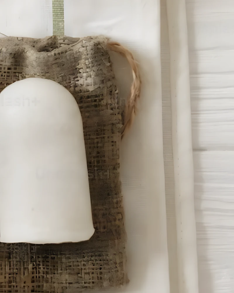 Déodorant maison dans un pot posé sur un tissu