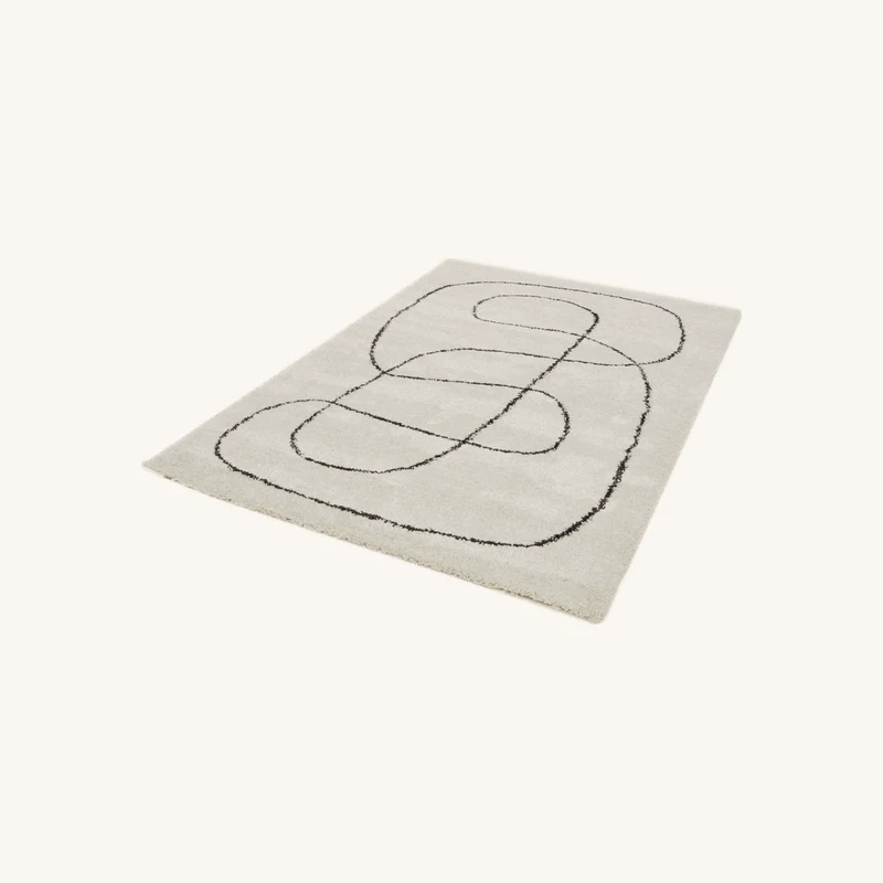 Tapis poils longs laure motif abstrait blanc chez Bobochic