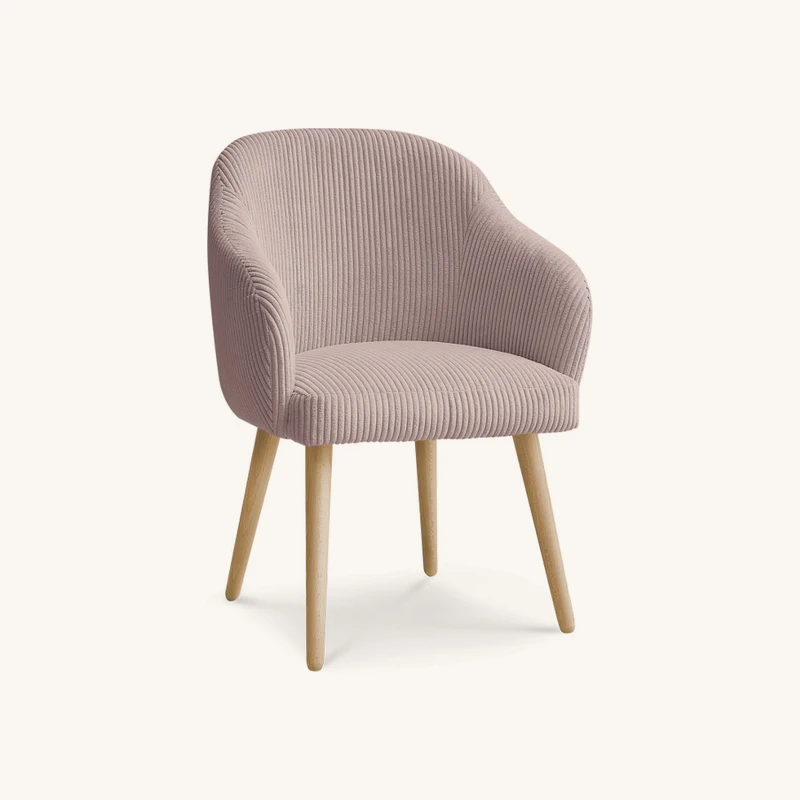 Chaise sophie tissu velours côtelé et pieds chez Bobochic