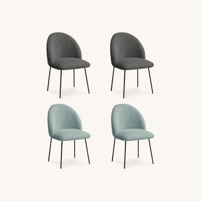 Lot de chaises lalie tissu velours côtelé chez Bobochic