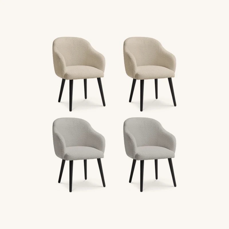 Lot de chaises sophie tissu bouclette et pieds chez Bobochic