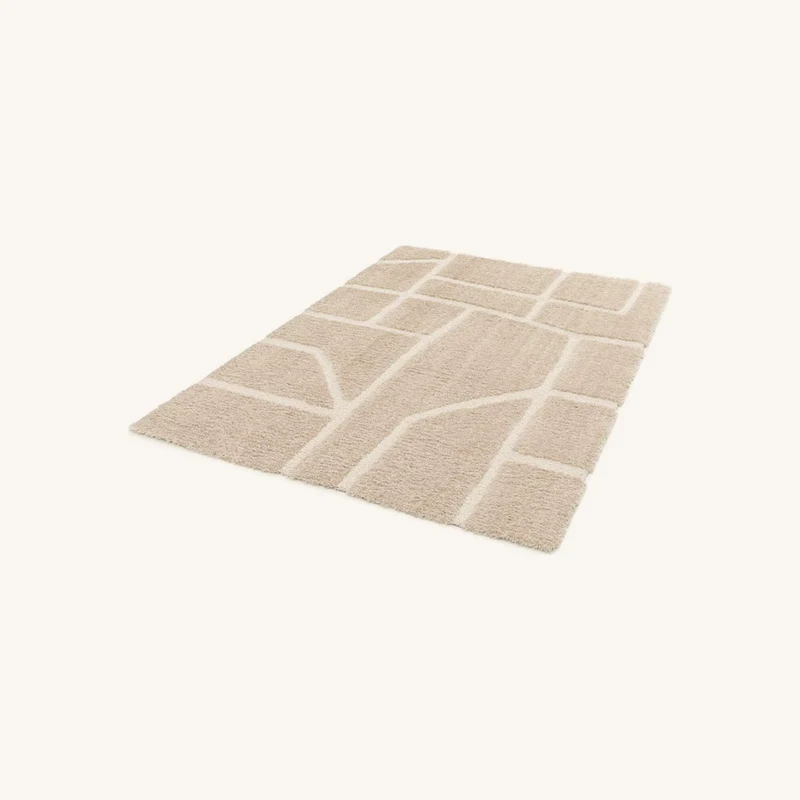 Tapis poils longs marina motif graphique beige chez Bobochic