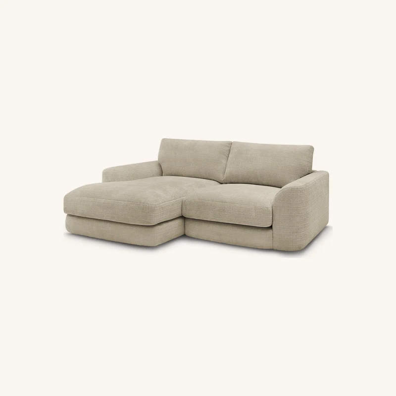 Canapé d'angle fixe leonore tissu texturé beige chez Bobochic