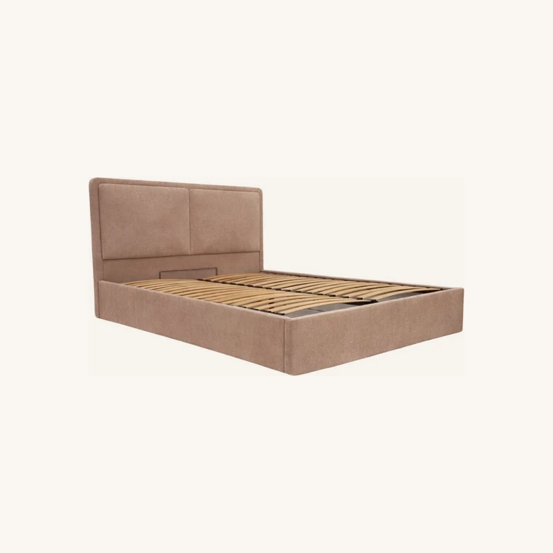 Lit coffre mara tissu texturé rose chez Bobochic