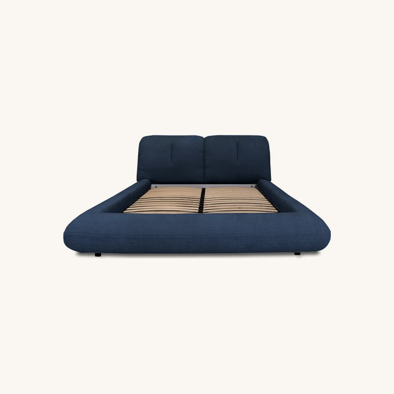 Lit bas faro tissu chenille bleu chez Bobochic