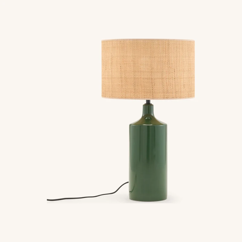 Lampe à poser céramique et raphia chez La Redoute