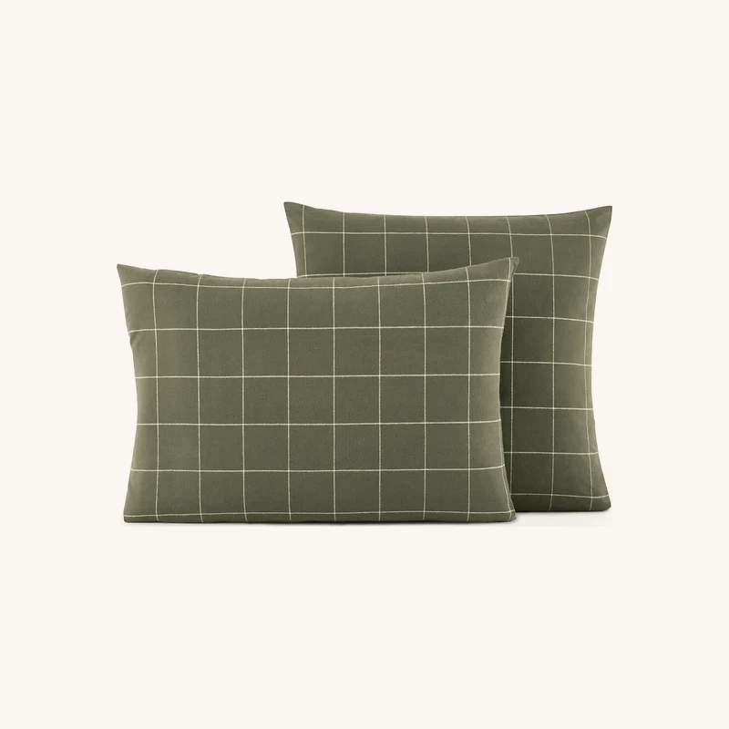 Taie d'oreiller flanelle, charlie kaki chez La Redoute