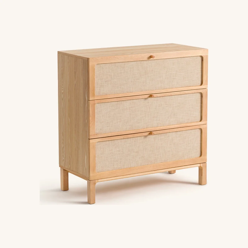 Commode 3 tiroirs, plaqué frêne et lin chez La Redoute