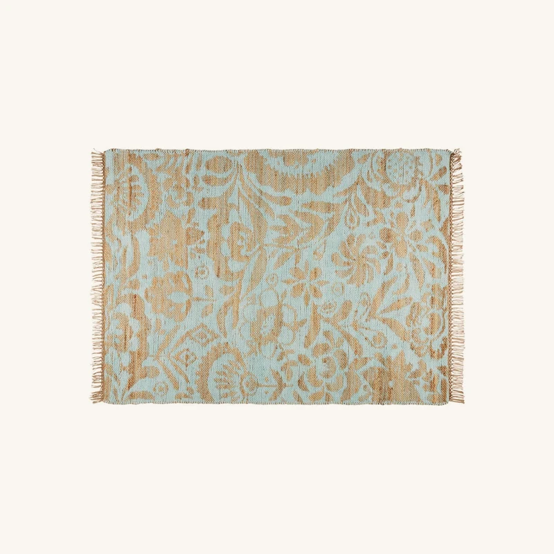 Tapis tissé en jute et coton vert d'eau chez Maisons du Monde