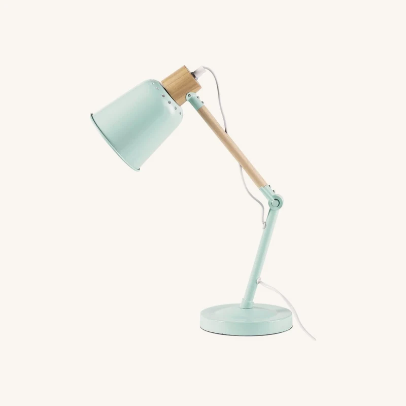 Lampe de bureau en métal vert et hévéa chez Maisons du Monde