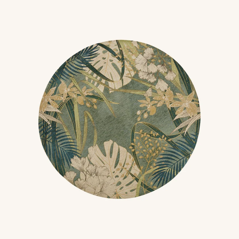 Tapis rond tissé jacquard vert chez Maisons du Monde