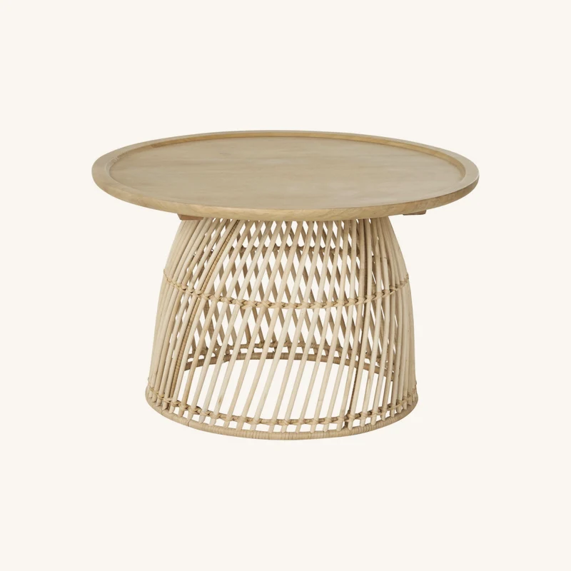 Table basse ronde en bois de manguier massif chez Maisons du Monde