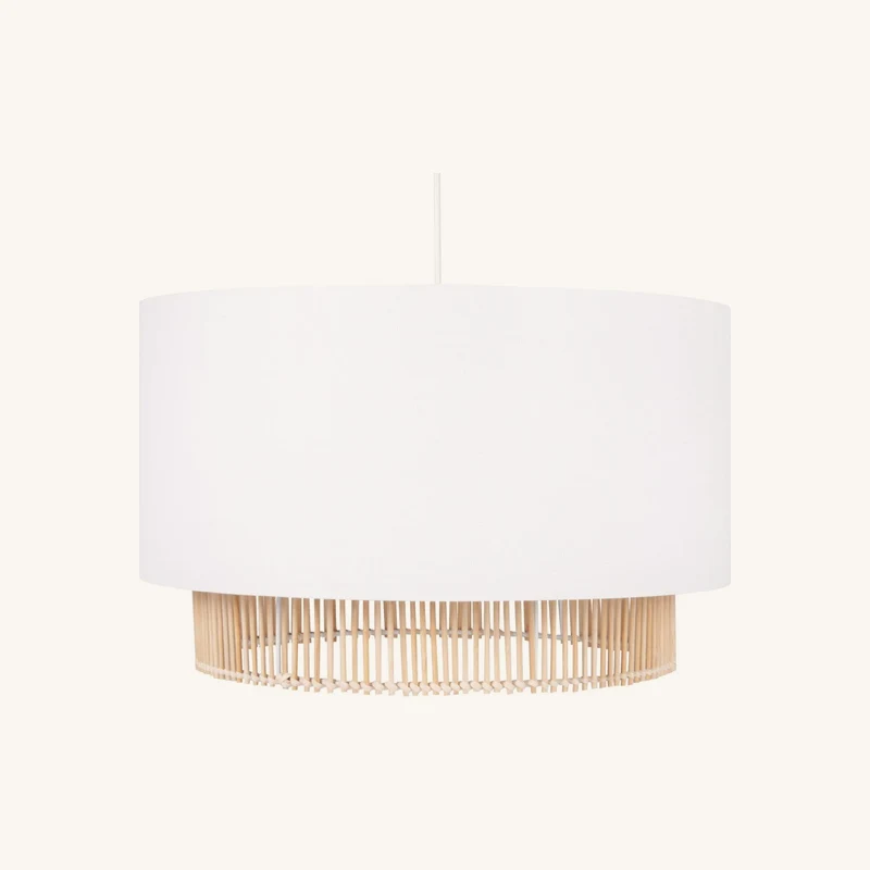 Suspension en polyester recyclé blanc et rotin chez Maisons du Monde