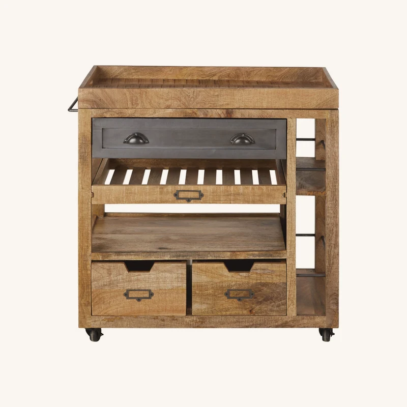 Desserte de cuisine en bois de manguier chez Maisons du Monde