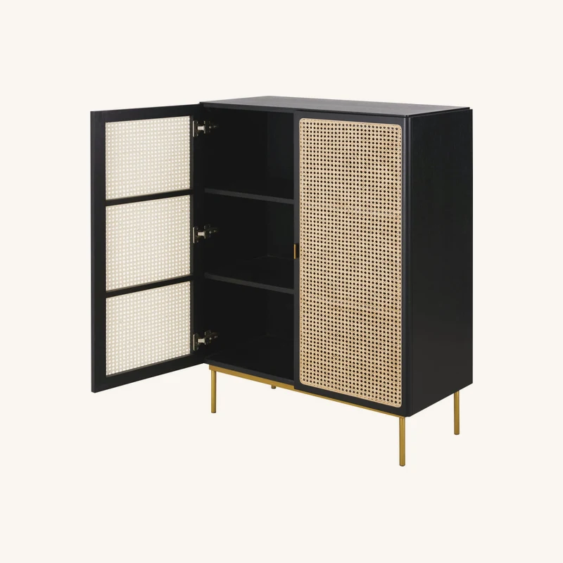 Buffet 2 portes noir cannage en rotin chez Maisons du Monde