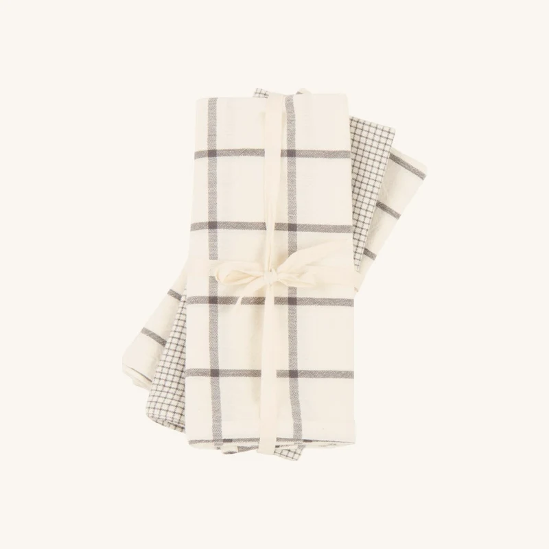 Torchons en coton biologique bicolore motifs chez Maisons du Monde