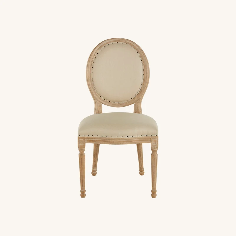Chaise médaillon en lin et bois de frêne massif chez Maisons du Monde