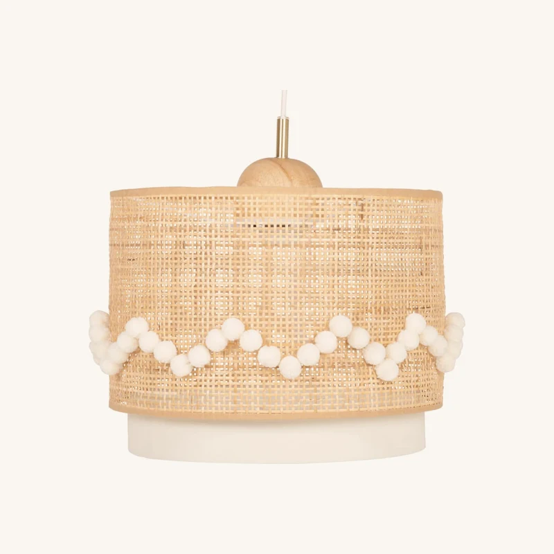 Suspension en rotin et polyester recyclé écru chez Maisons du Monde