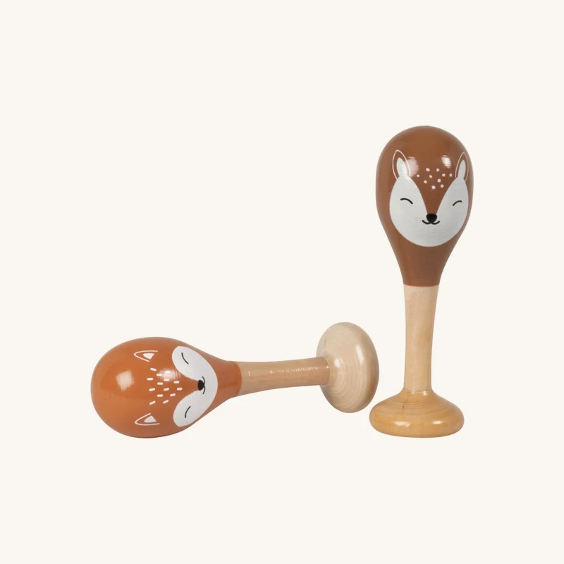 Paire de maracas en bois de schima motif renard chez Maisons du Monde