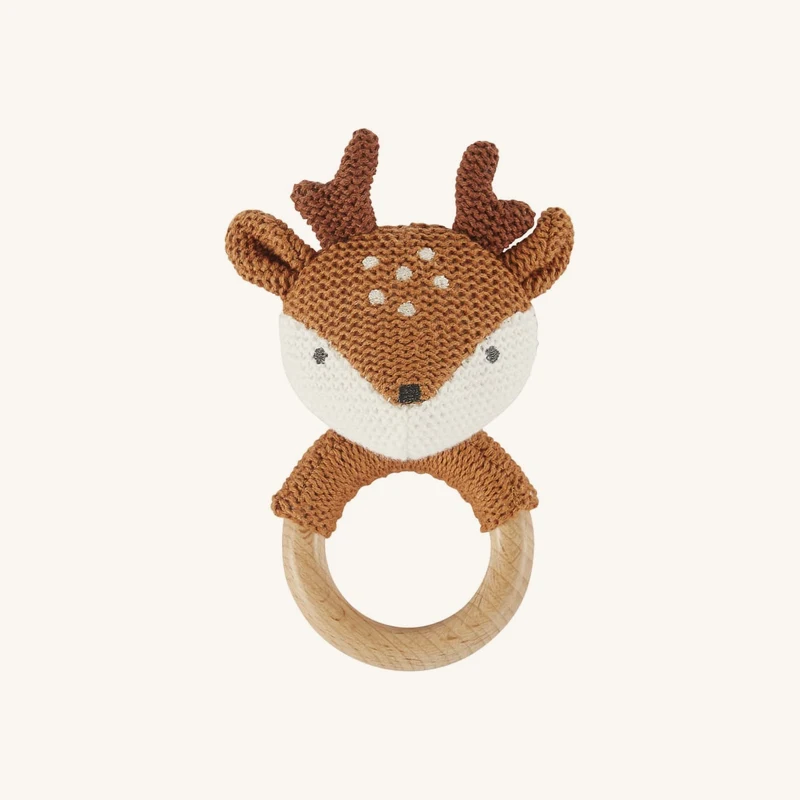 Hochet bébé faon tricoté orange et marron chez Maisons du Monde
