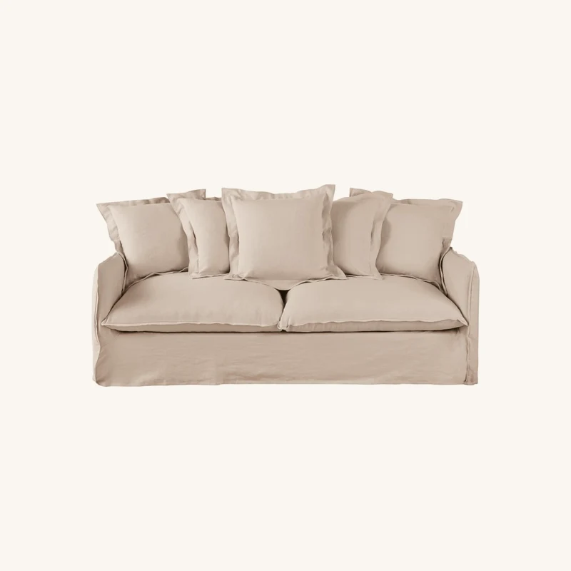 Canapé 3/4 places effet lin beige chez Maisons du Monde