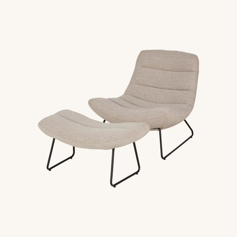 Fauteuil et repose-pieds bouclettes grises chez Maisons du Monde