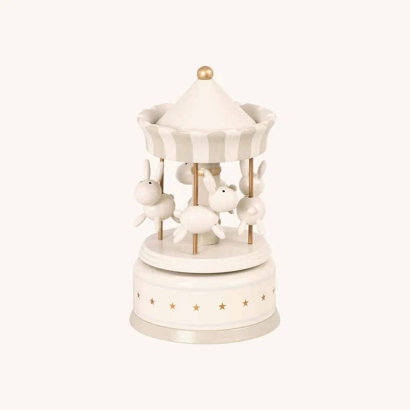 Boîte à musique carrousel lapins grise chez Maisons du Monde