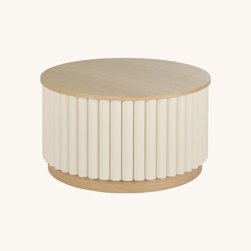 Table basse ronde effet rondins blancs chez Maisons du Monde