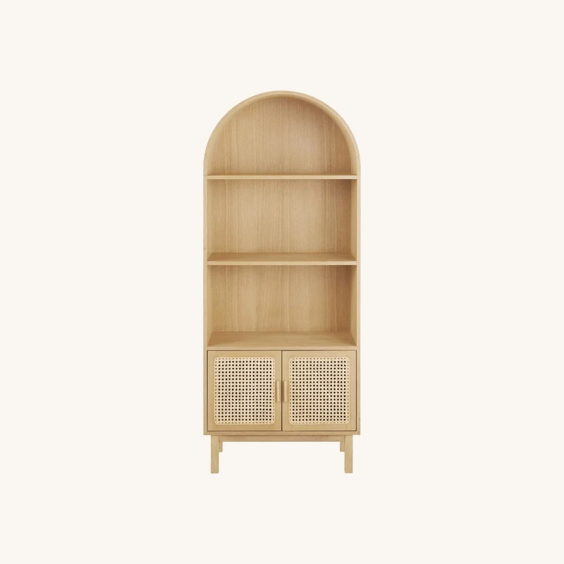 Bibliothèque 2 portes 3 niches cannage rotin chez Maisons du Monde