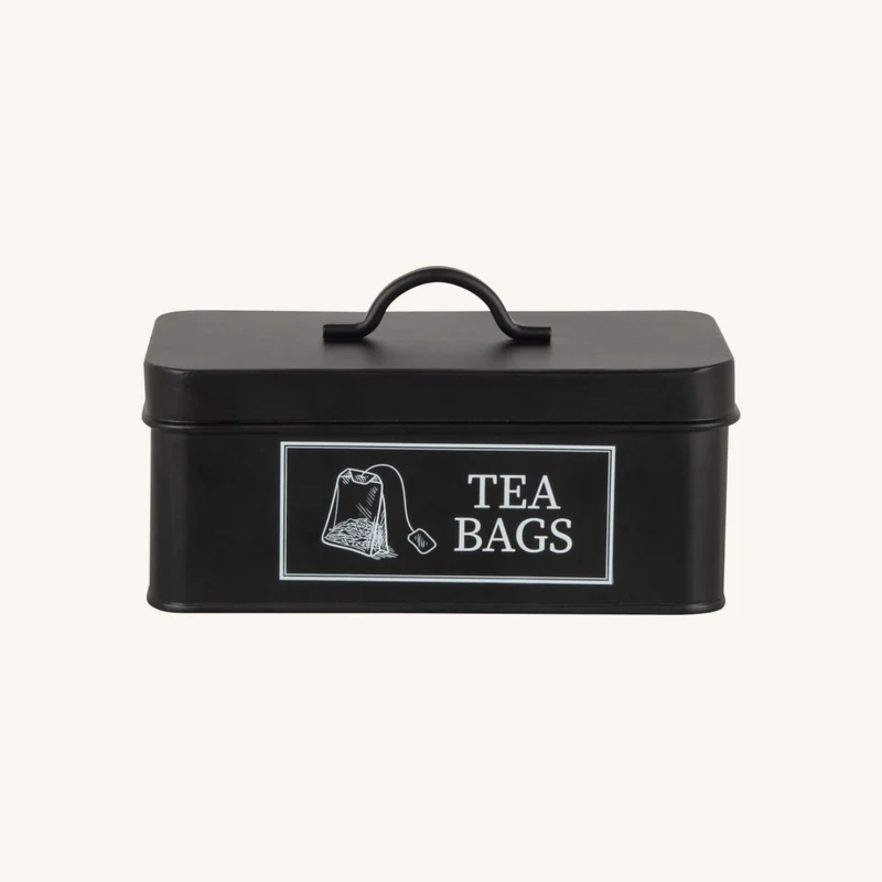 Boîte à thé en métal noir chez Maisons du Monde