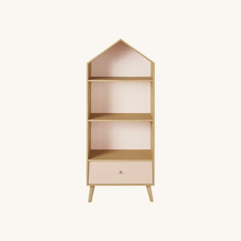 Bibliothèque maison enfant rose et blanche chez Maisons du Monde