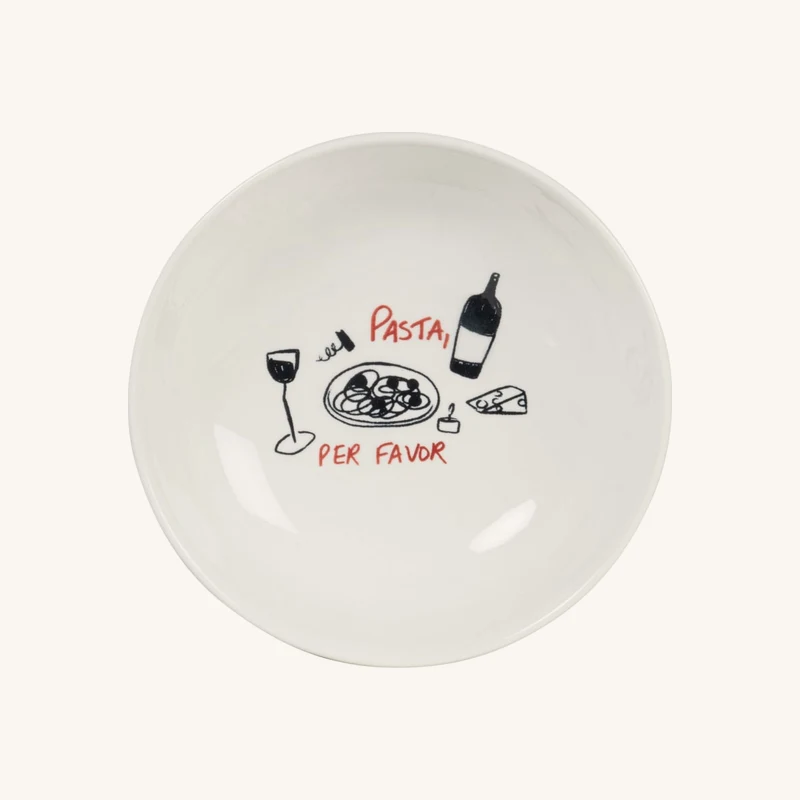 Assiette creuse en céramique blanche motif noir chez Maisons du Monde