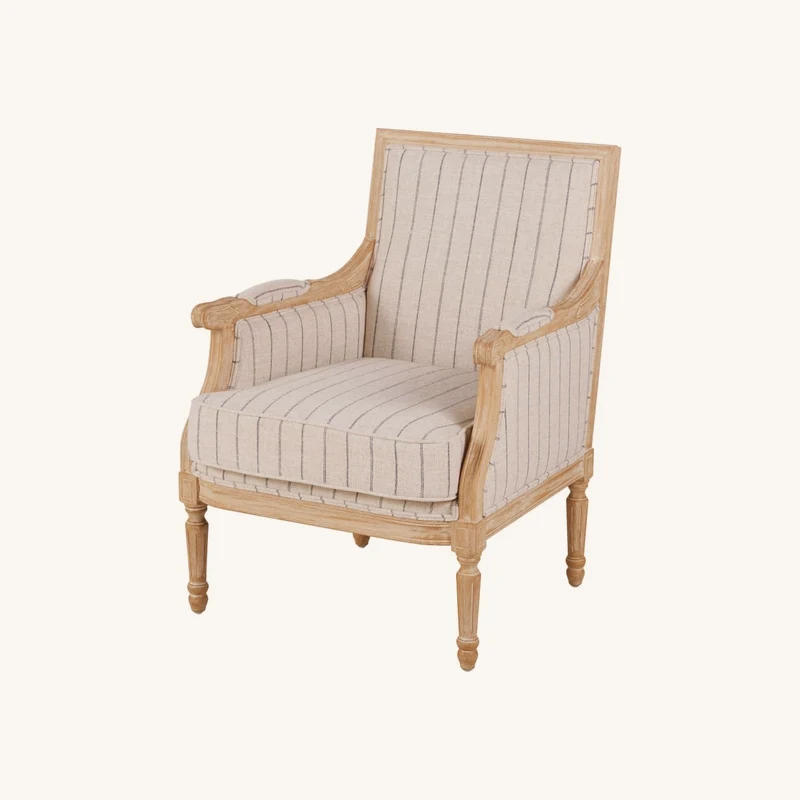 Fauteuil effet lin motifs à rayures beiges chez Maisons du Monde