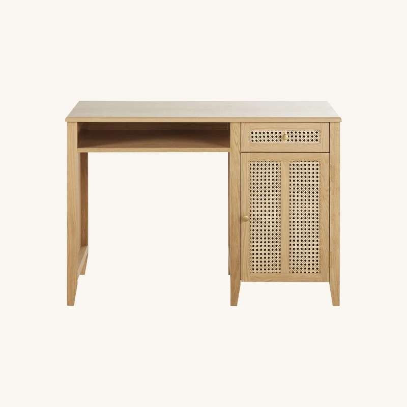 Bureau enfant 1 porte 1 tiroir et cannage rotin chez Maisons du Monde