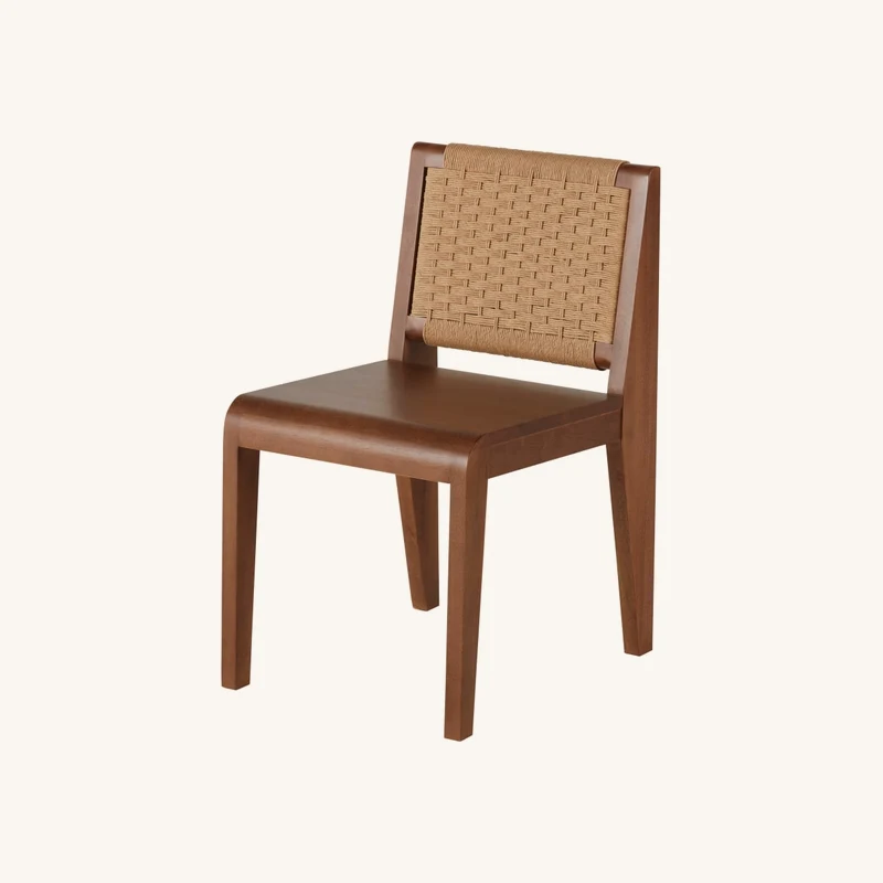 Chaise en bois d'hévéa et papier tressé marron chez Maisons du Monde