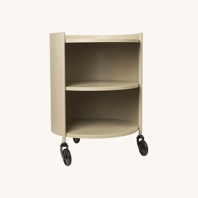 Table de chevet en acier beige chez The Cool Republic