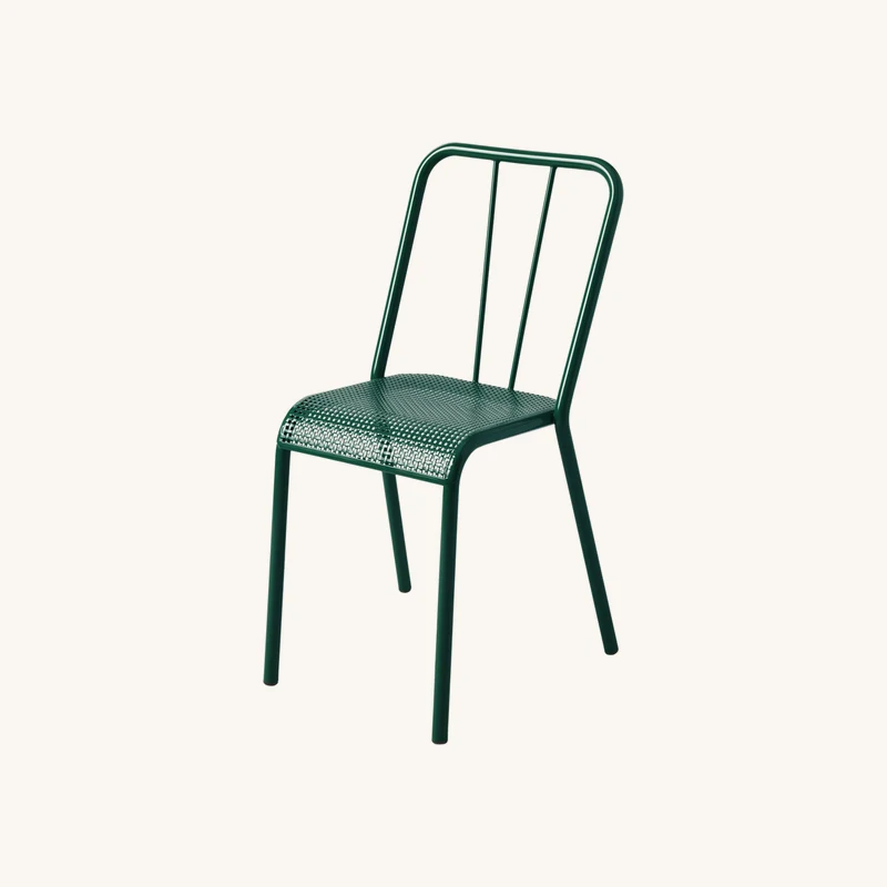 Chaise en acier tressé vert mousse chez The Cool Republic