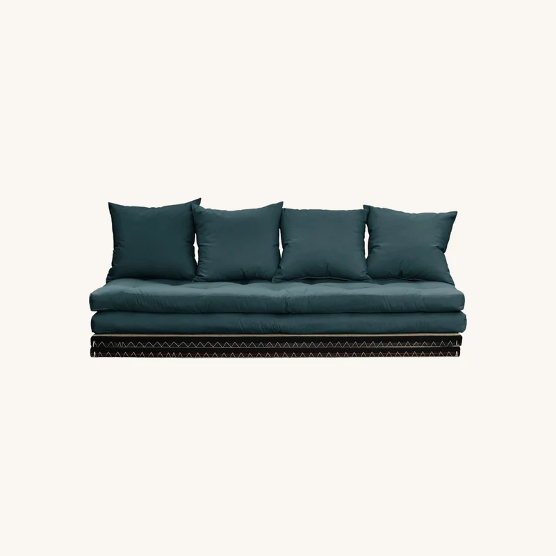 Canapé-futon bleu pétrole en coton chico sofa chez The Cool Republic