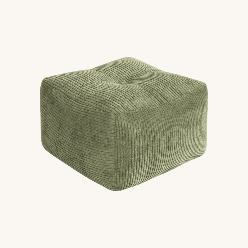 Pouf en velous strié kaki chez The Cool Republic