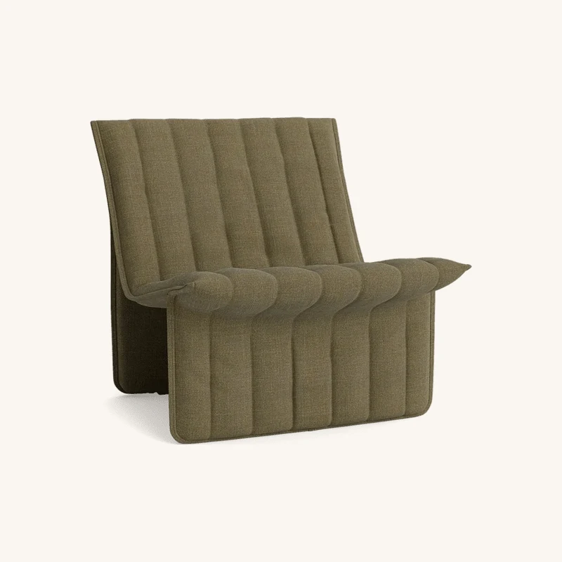 Fauteuil en acier et tissu kaki chez The Cool Republic