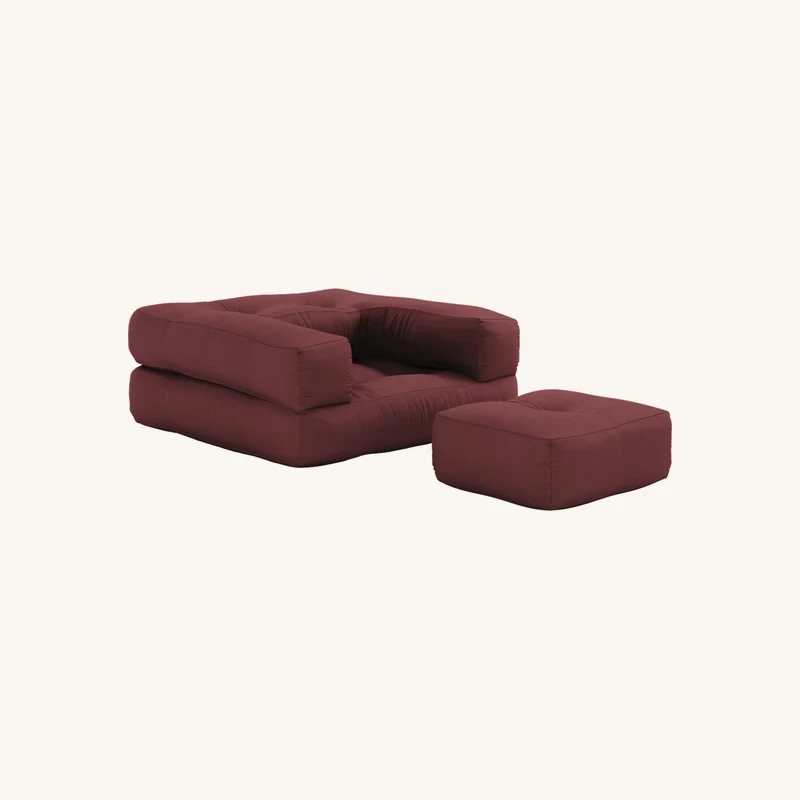 Pouf fauteuil en coton bordeaux chez The Cool Republic